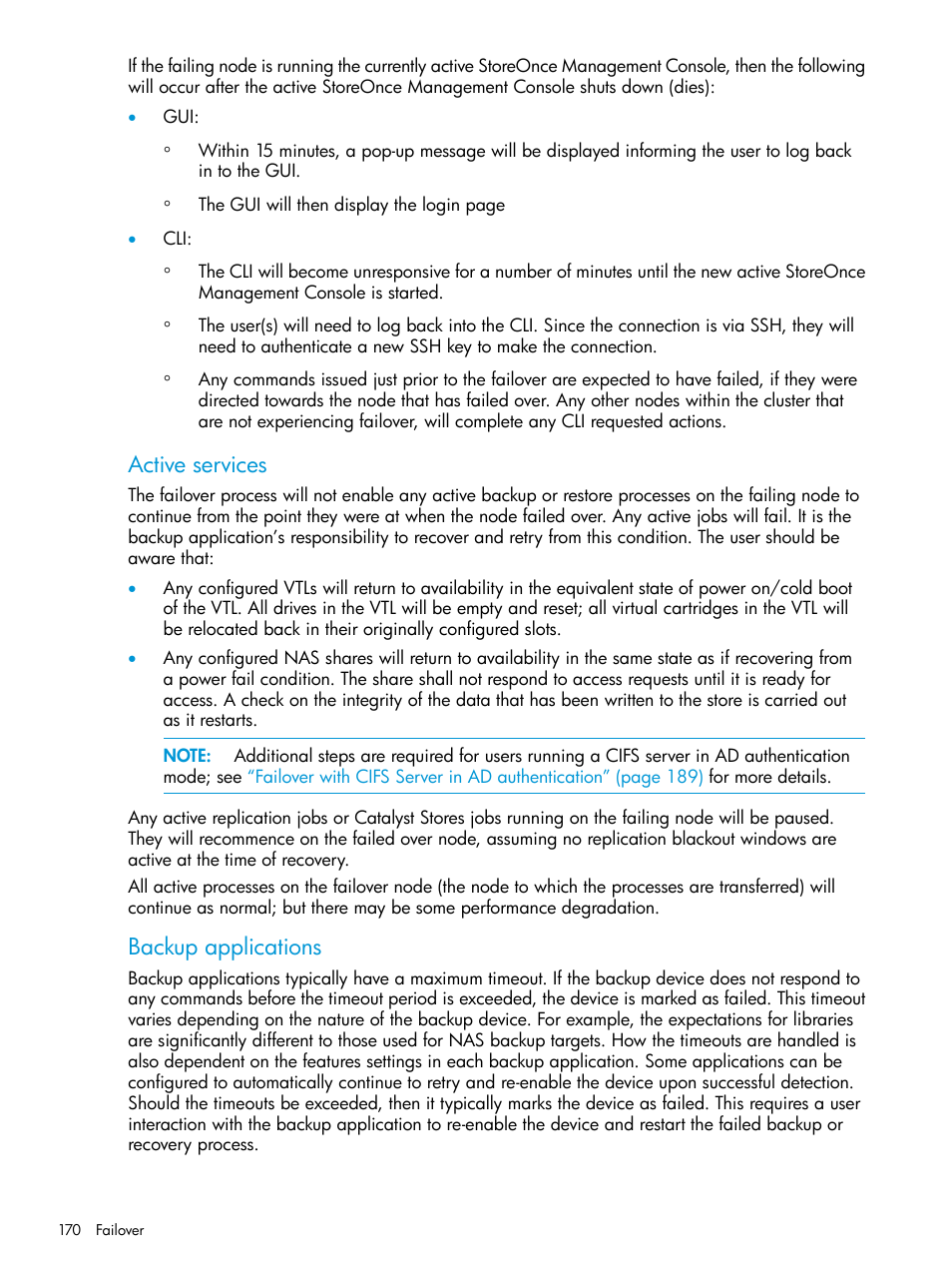 Active services, Backup applications | HP StoreOnce Backup User Manual | Page 170 / 220