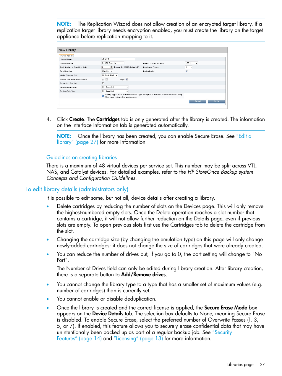 To edit library details (administrators only) | HP StoreOnce Backup User Manual | Page 27 / 220
