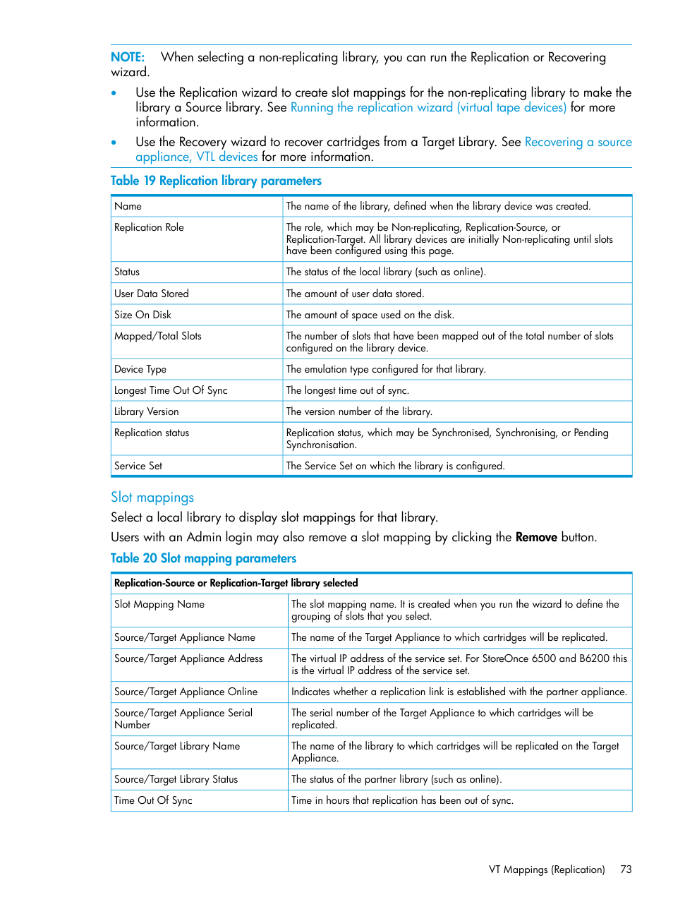 Slot mappings | HP StoreOnce Backup User Manual | Page 73 / 220
