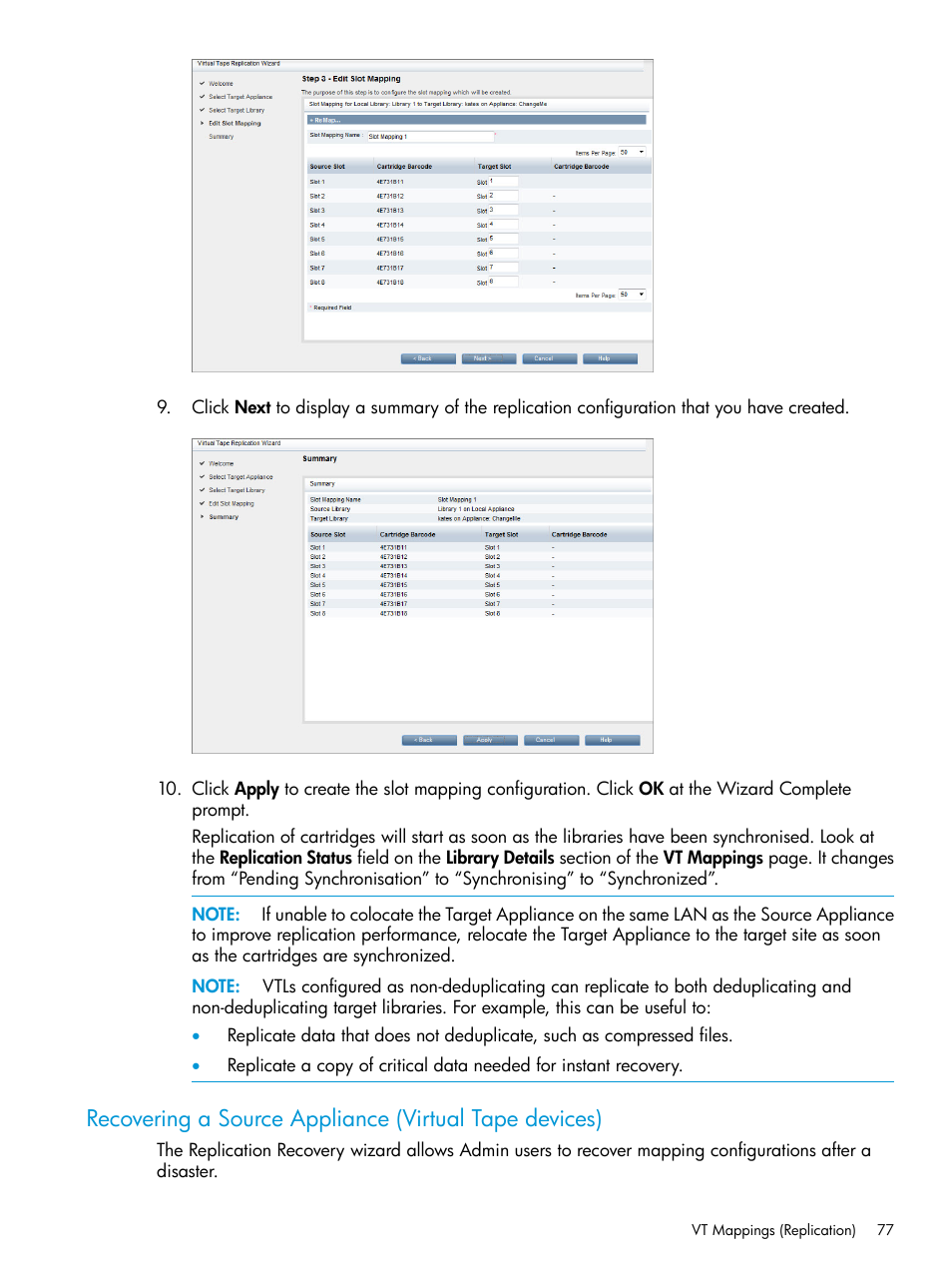 Recovering a source | HP StoreOnce Backup User Manual | Page 77 / 220