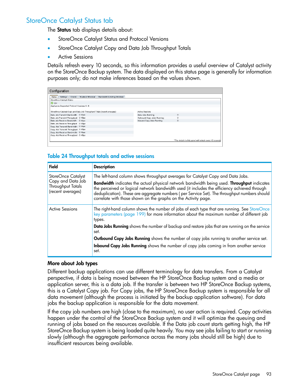 Storeonce catalyst status tab | HP StoreOnce Backup User Manual | Page 93 / 220