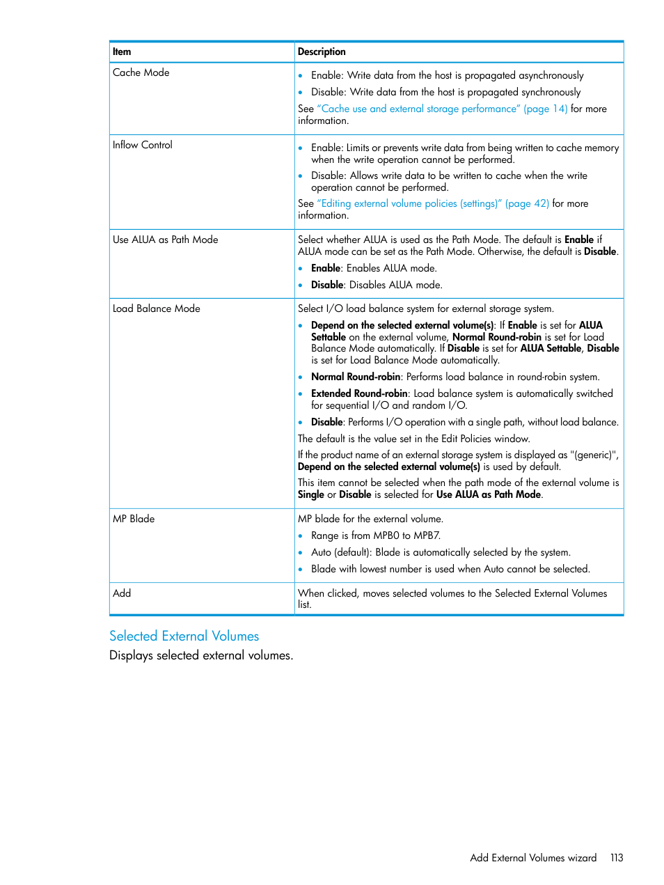Selected external volumes | HP XP Racks User Manual | Page 113 / 152