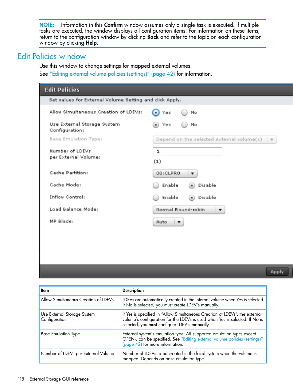 Edit policies window | HP XP Racks User Manual | Page 118 / 152