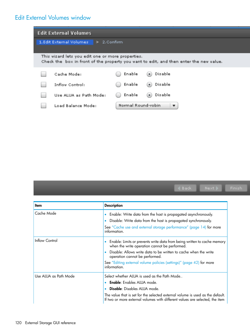 Edit external volumes window | HP XP Racks User Manual | Page 120 / 152
