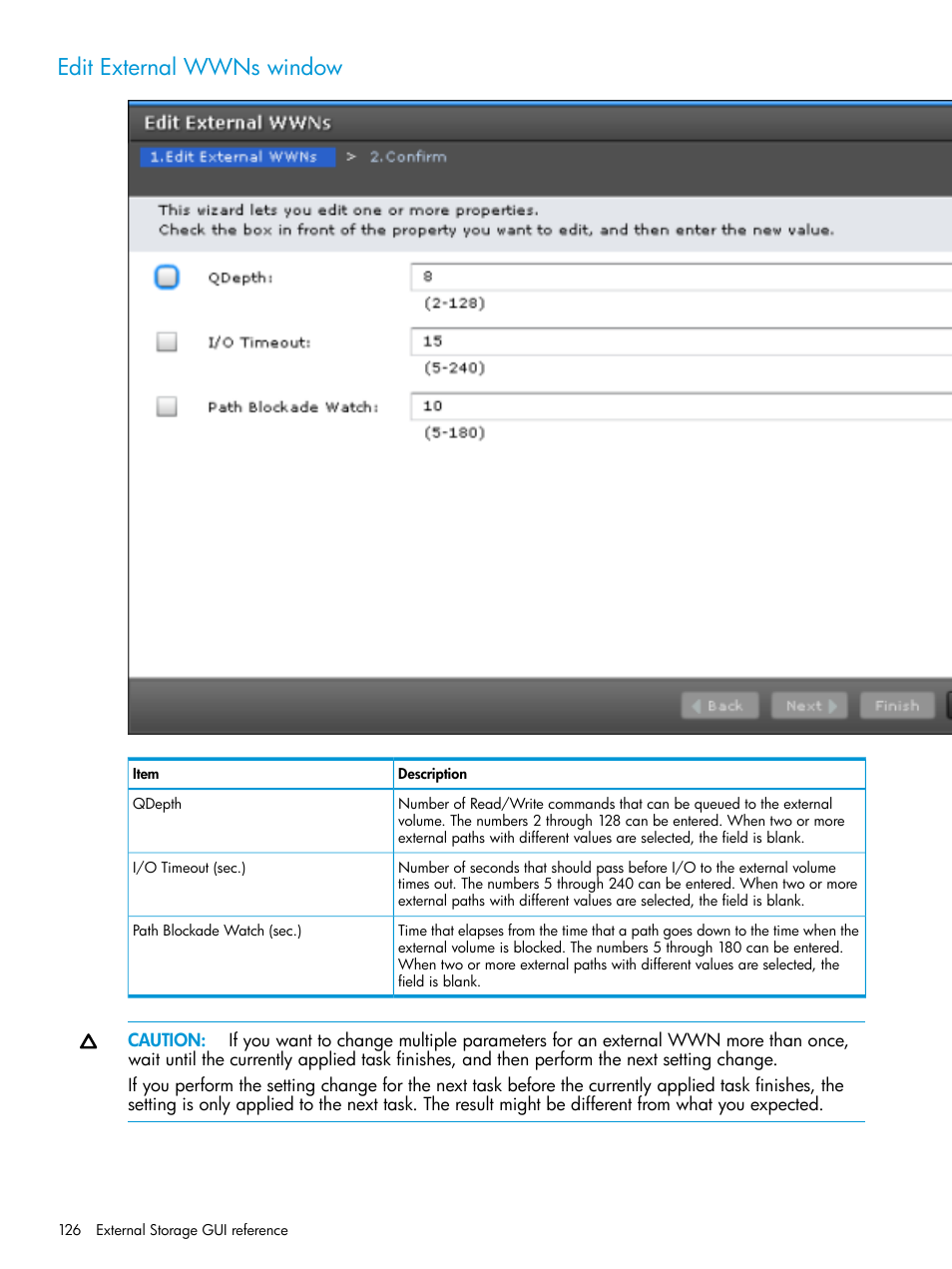 Edit external wwns window | HP XP Racks User Manual | Page 126 / 152