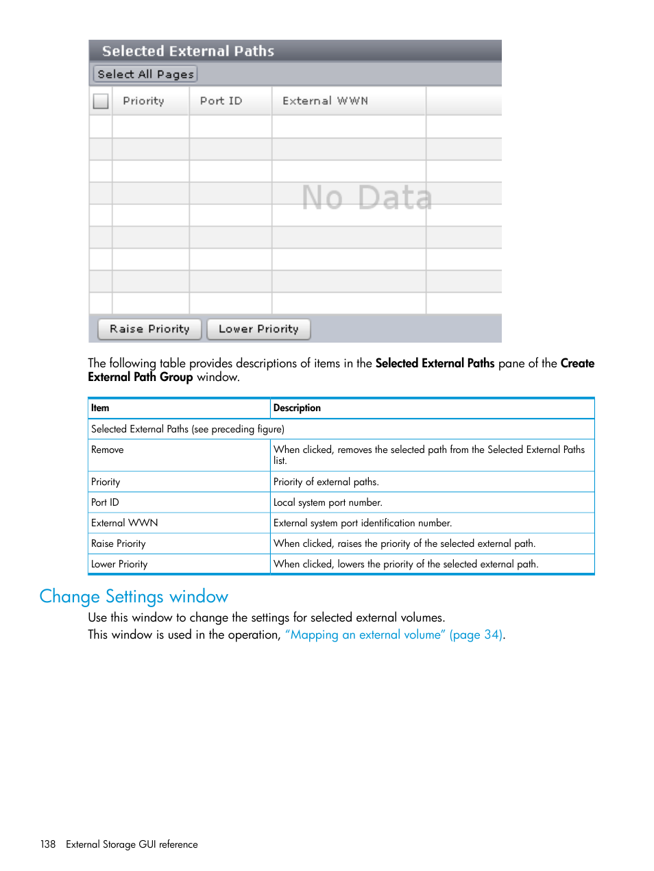 Change settings window | HP XP Racks User Manual | Page 138 / 152