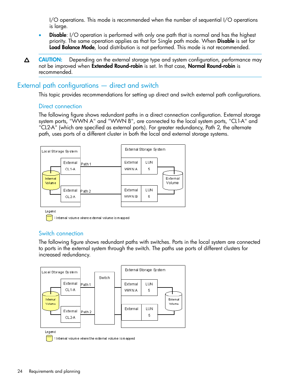 External path configurations — direct and switch | HP XP Racks User Manual | Page 24 / 152