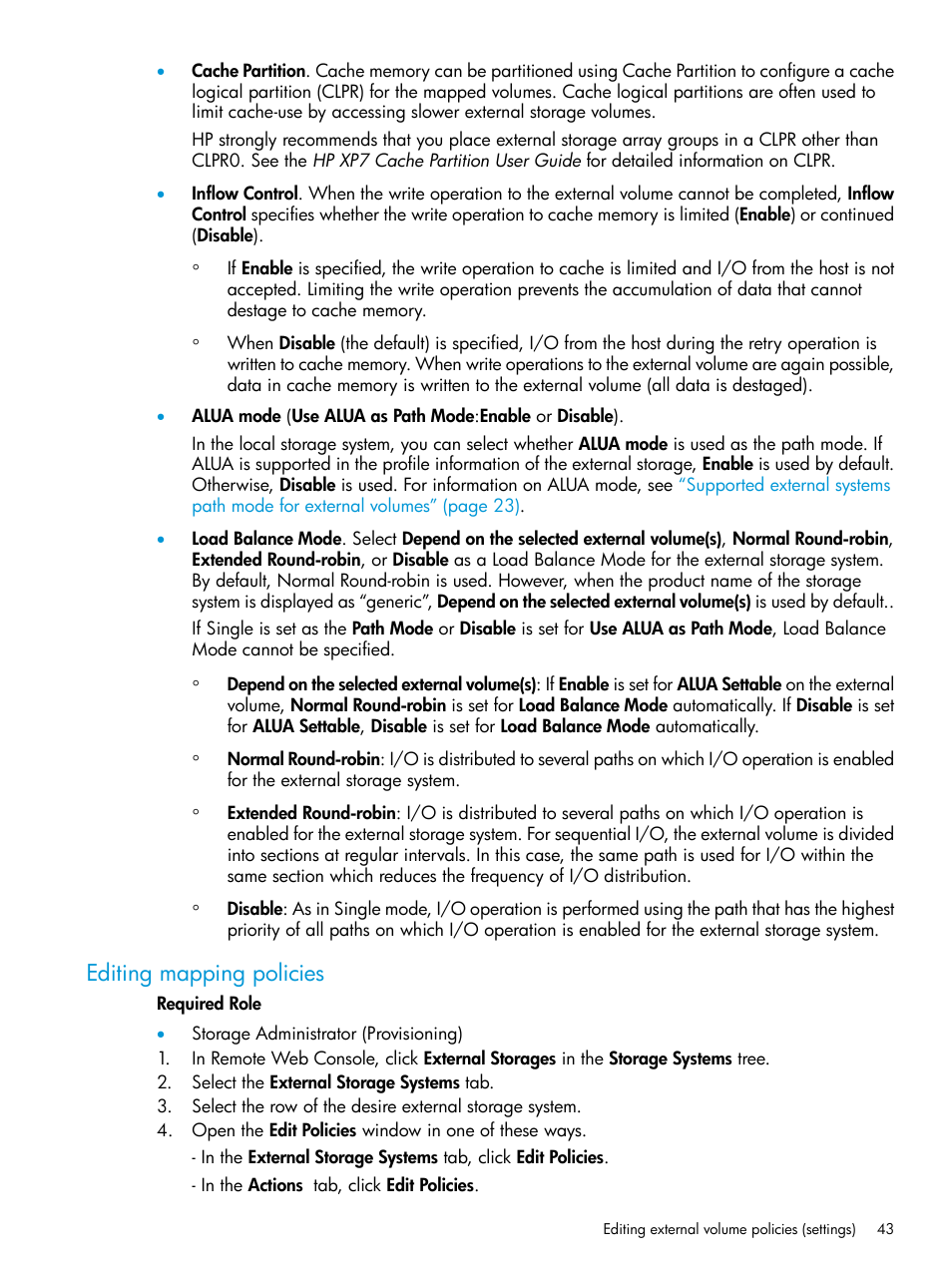 Editing mapping policies | HP XP Racks User Manual | Page 43 / 152