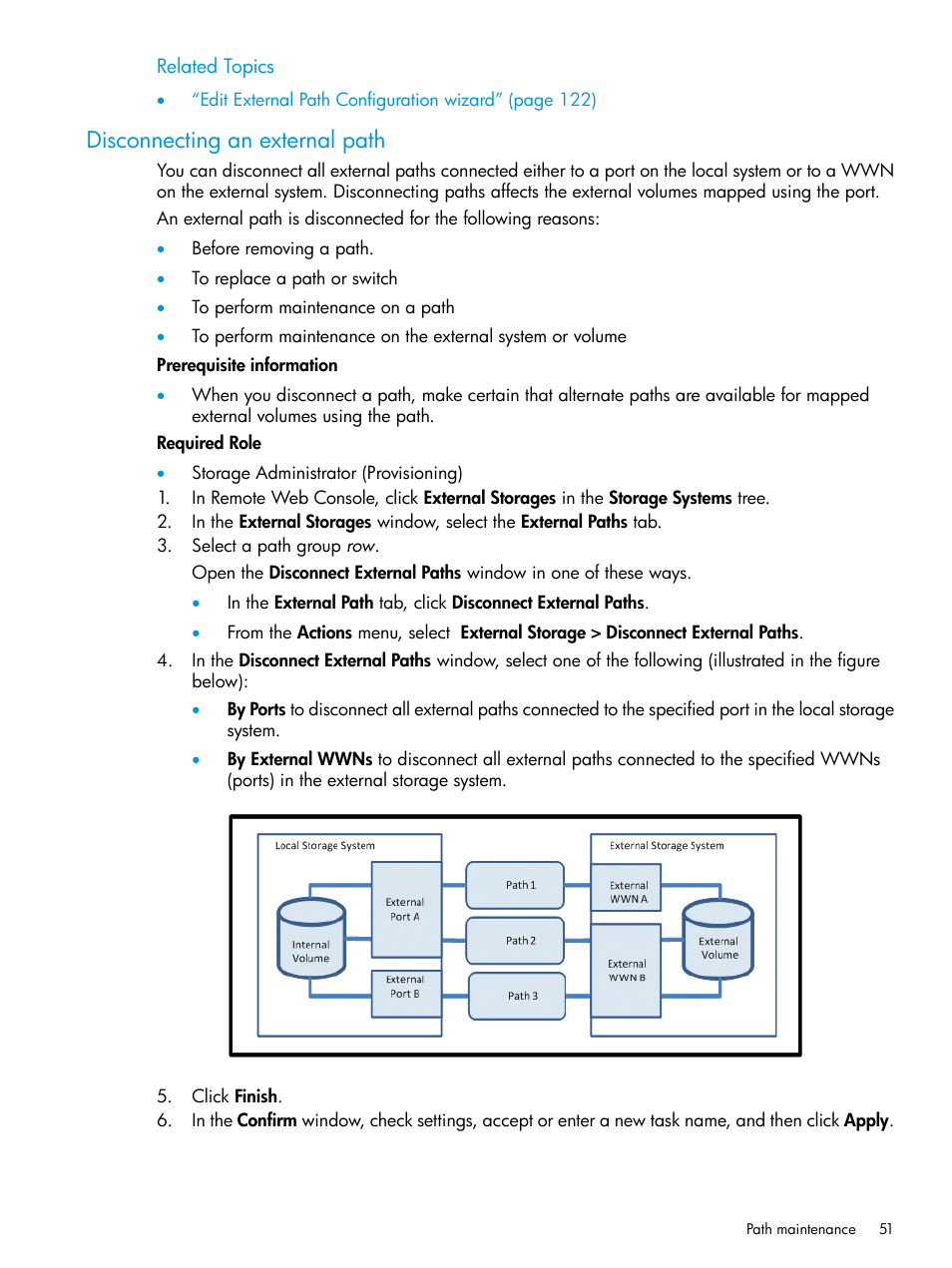 Disconnecting an external path | HP XP Racks User Manual | Page 51 / 152
