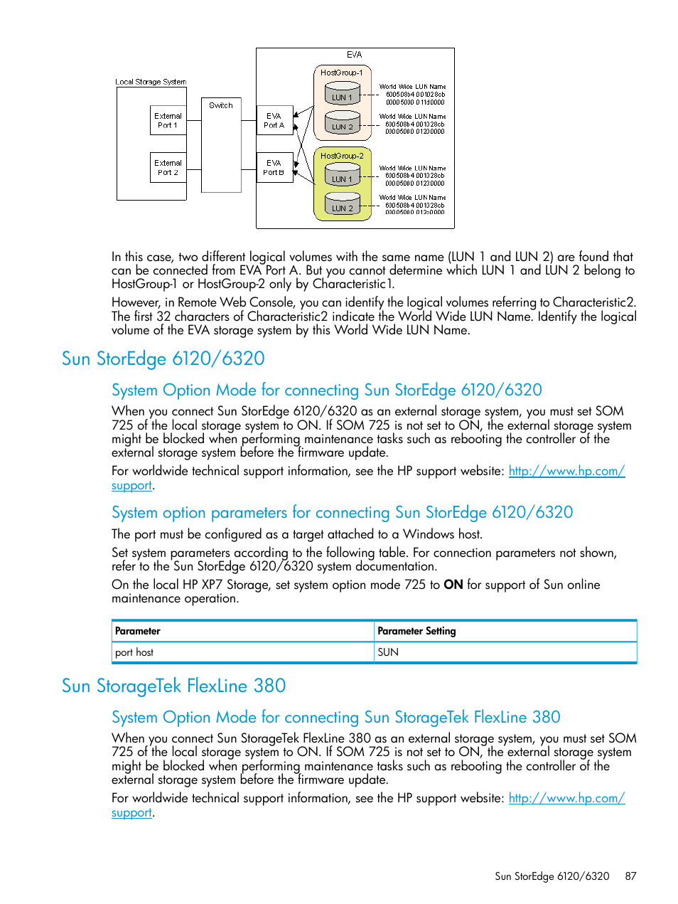 Sun storedge 6120/6320, Sun storagetek flexline 380, Sun storedge 6120/6320 sun storagetek flexline 380 | HP XP Racks User Manual | Page 87 / 152