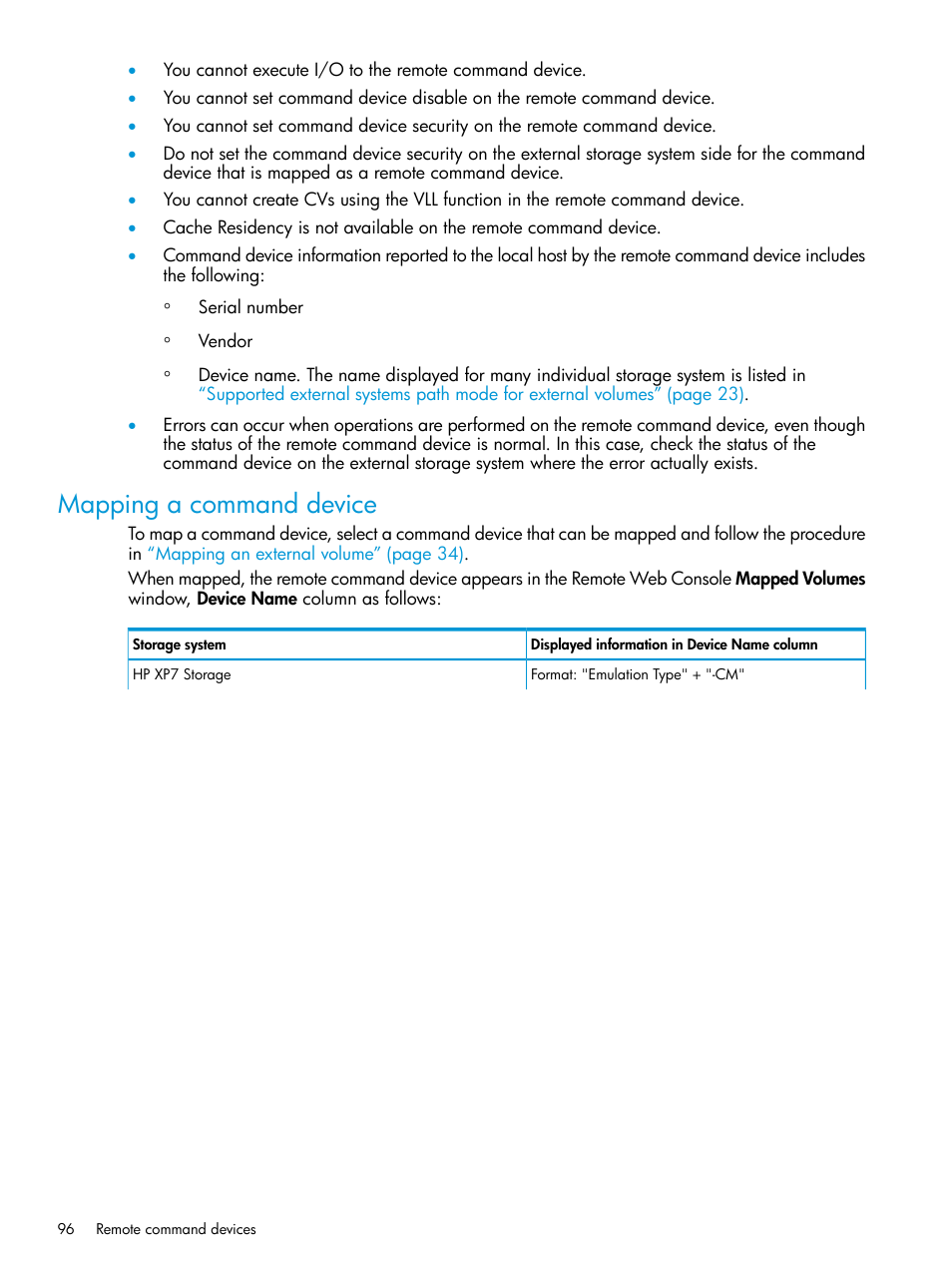 Mapping a command device | HP XP Racks User Manual | Page 96 / 152