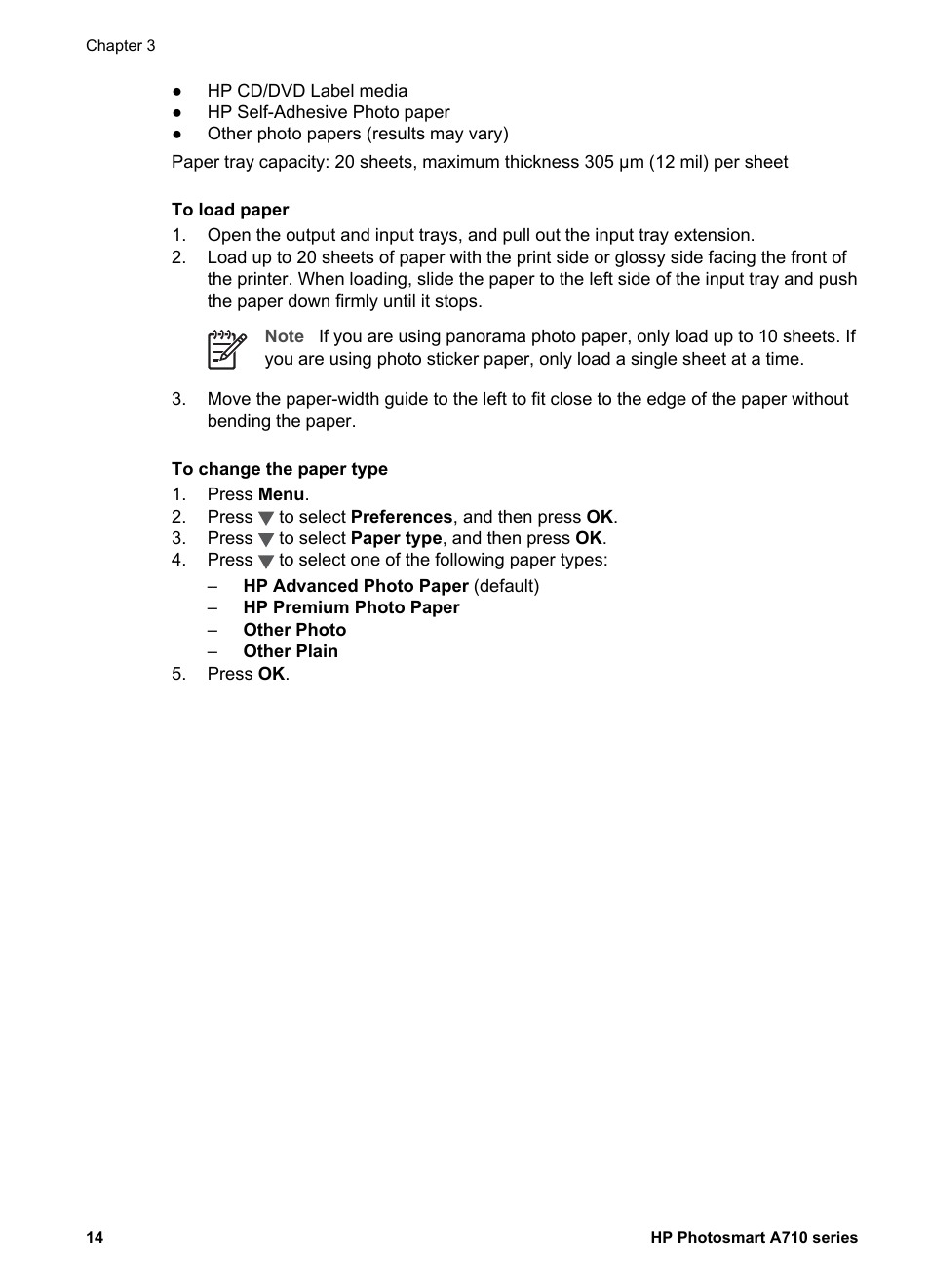 To load paper | HP Photosmart A717 Compact Photo Printer User Manual | Page 17 / 80