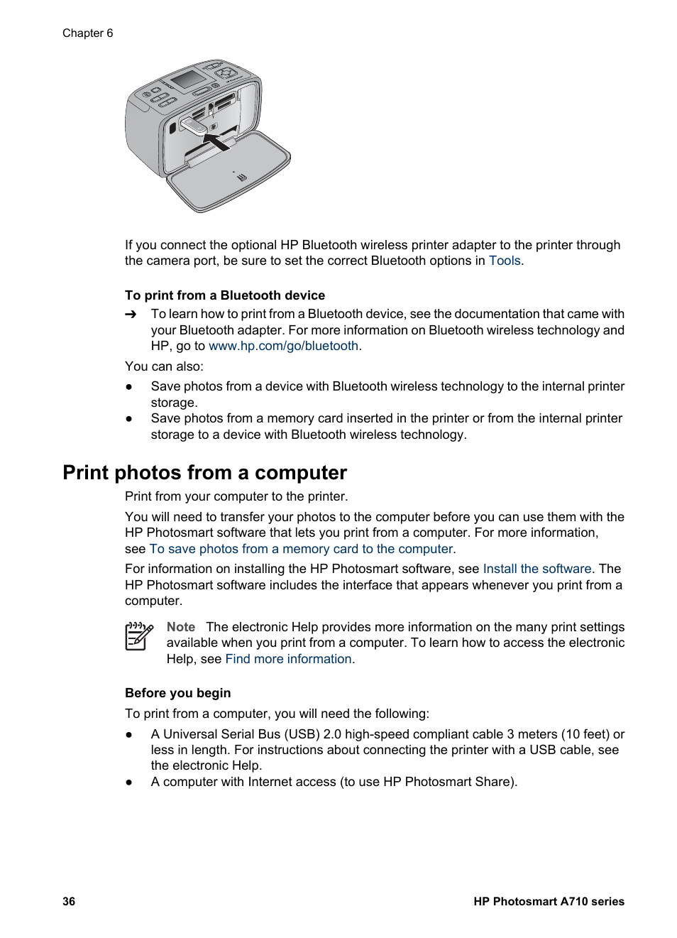 Print photos from a computer | HP Photosmart A717 Compact Photo Printer User Manual | Page 39 / 80