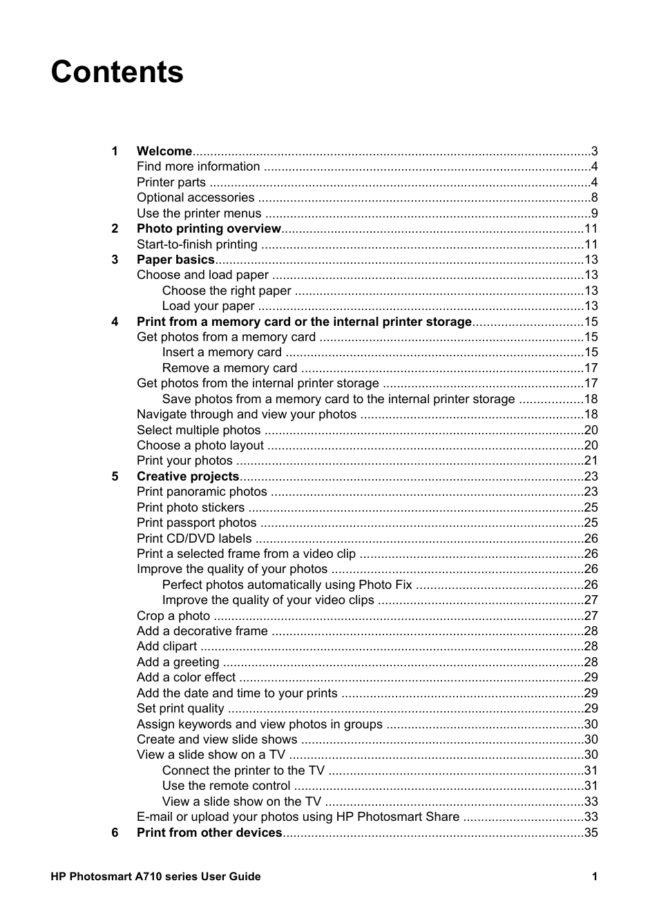 HP Photosmart A717 Compact Photo Printer User Manual | Page 4 / 80