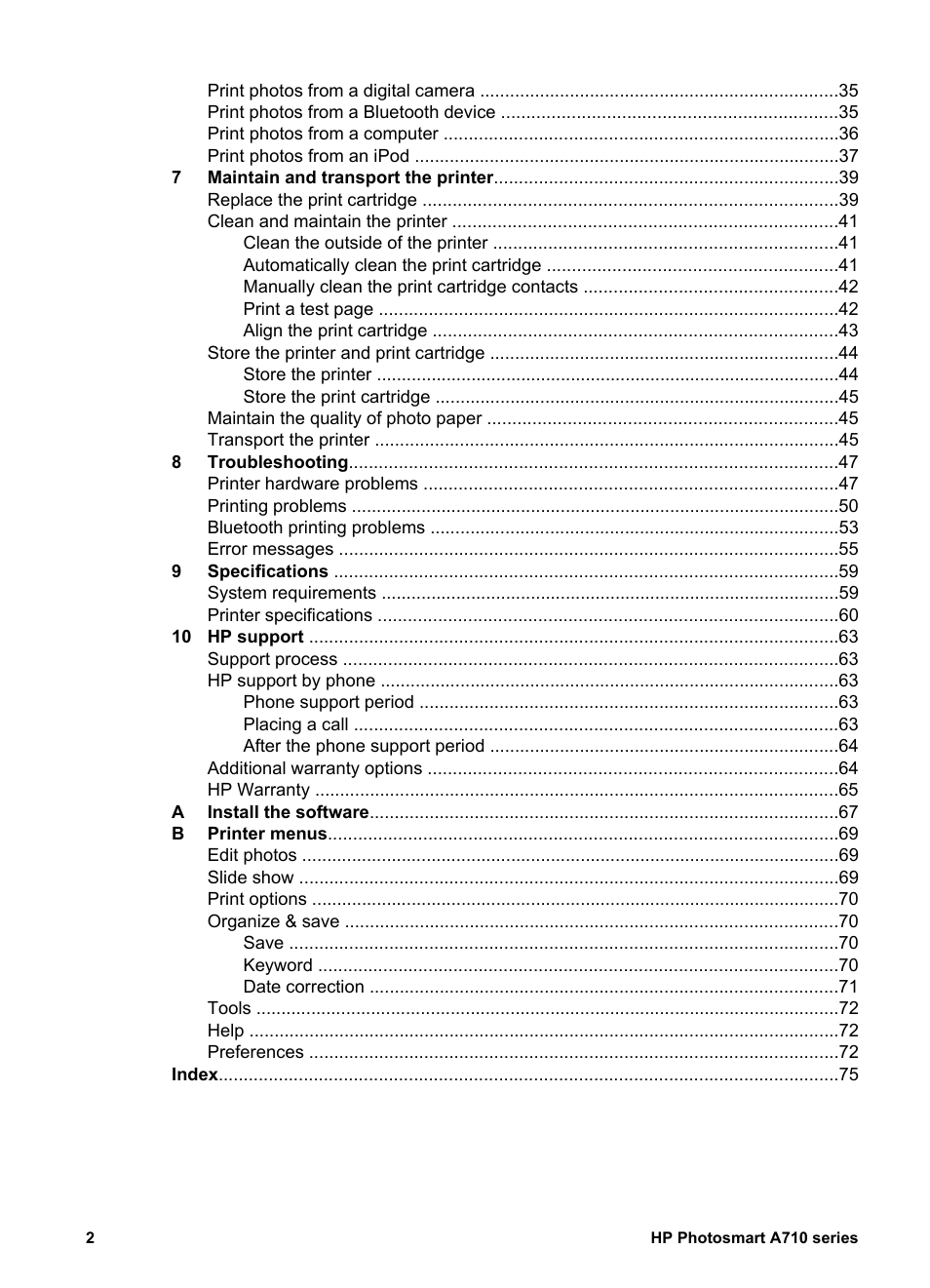 HP Photosmart A717 Compact Photo Printer User Manual | Page 5 / 80