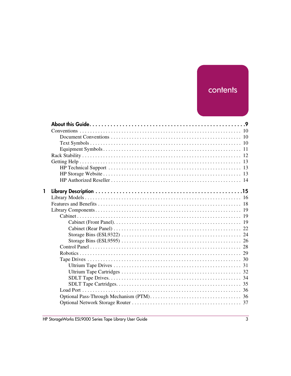 HP StorageWorks ESL9000 Tape Library User Manual | Page 3 / 142