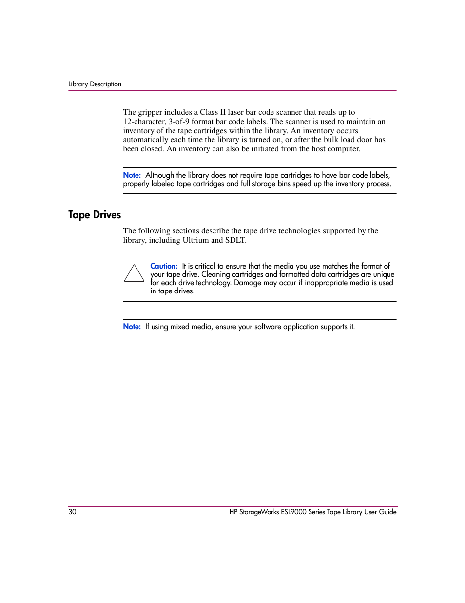 Tape drives | HP StorageWorks ESL9000 Tape Library User Manual | Page 30 / 142