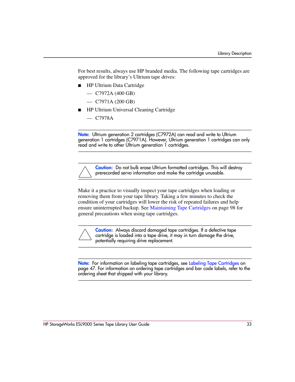 HP StorageWorks ESL9000 Tape Library User Manual | Page 33 / 142