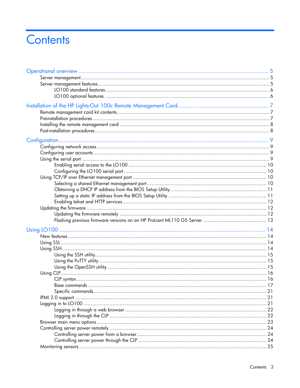 HP Lights-Out 100 Remote Management User Manual | Page 3 / 52