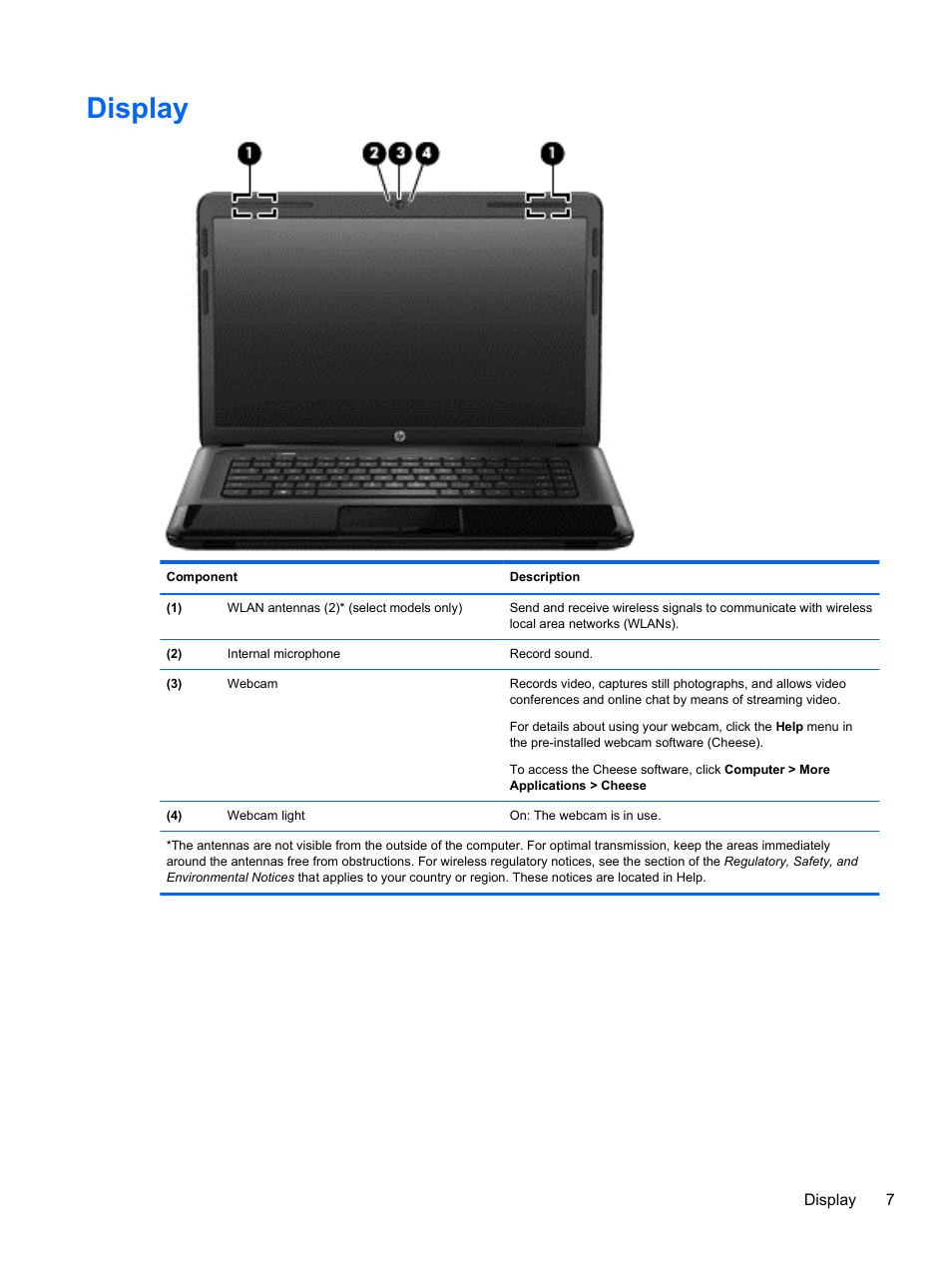 Display | HP 655 Notebook-PC User Manual | Page 17 / 83