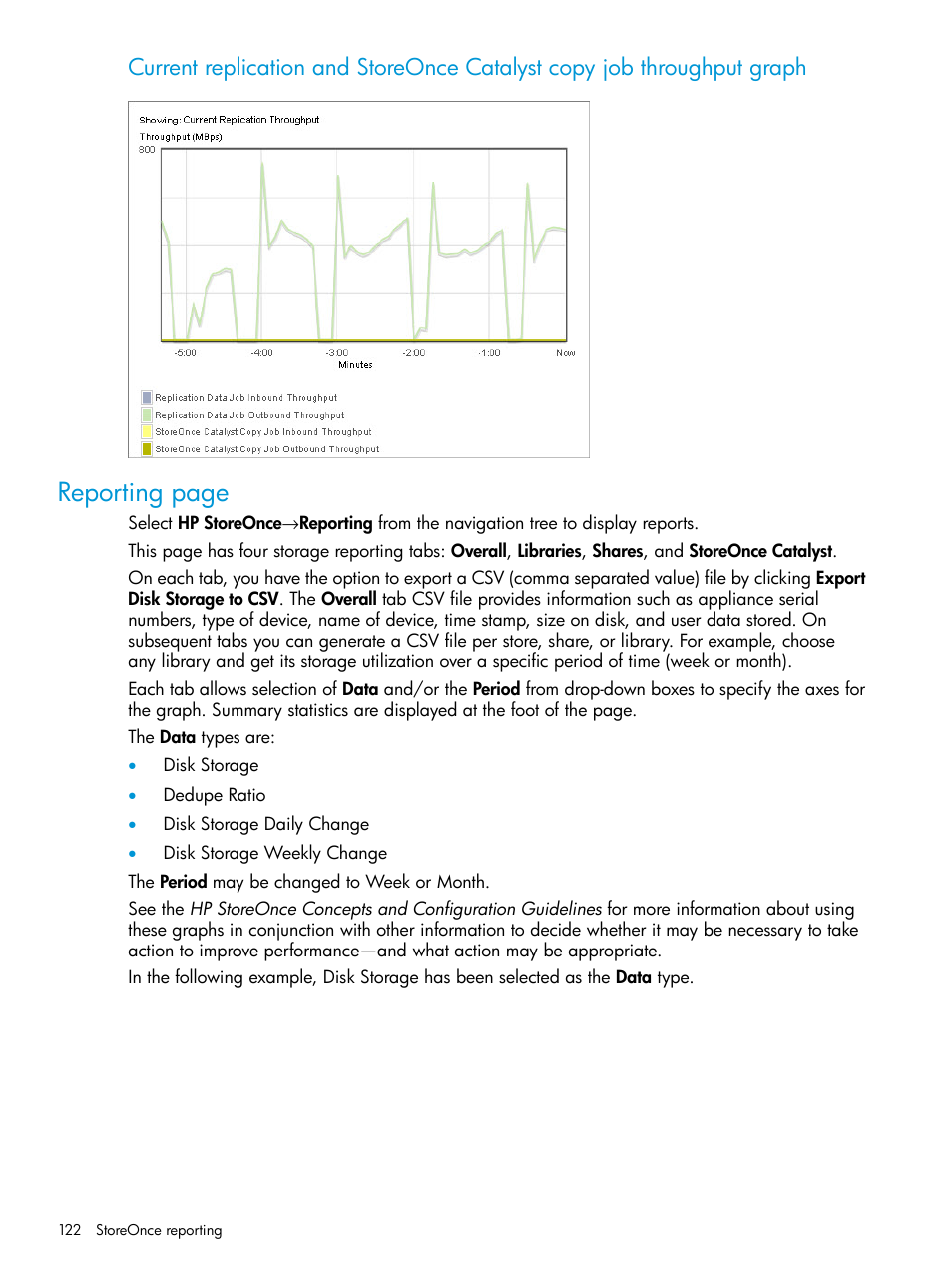 Reporting page | HP StoreOnce Backup User Manual | Page 122 / 204