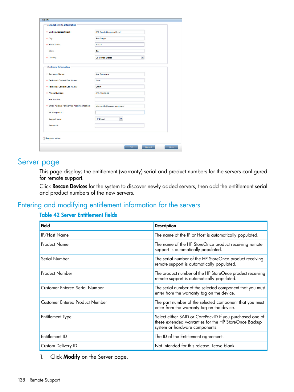 Server page | HP StoreOnce Backup User Manual | Page 138 / 204