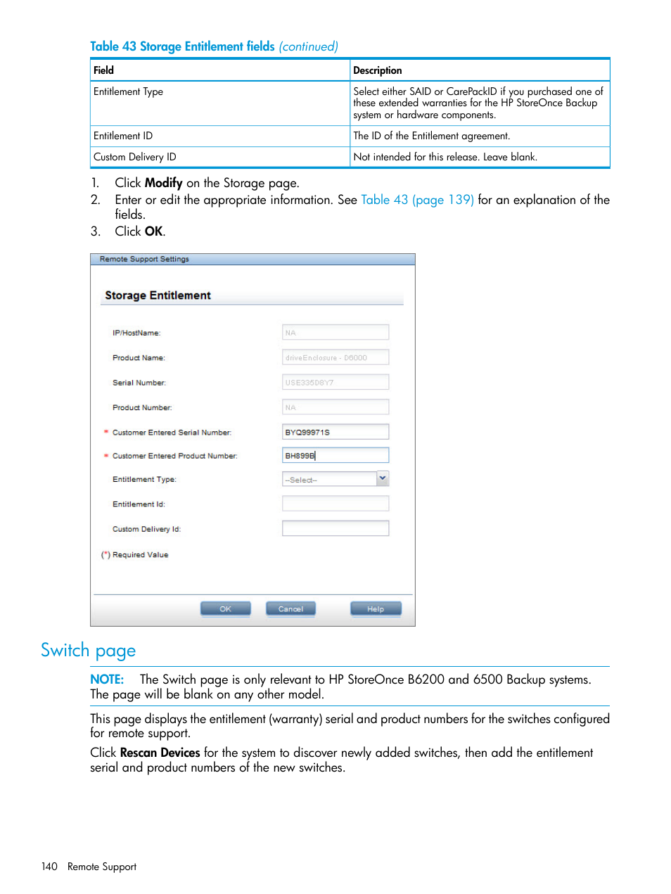 Switch page | HP StoreOnce Backup User Manual | Page 140 / 204