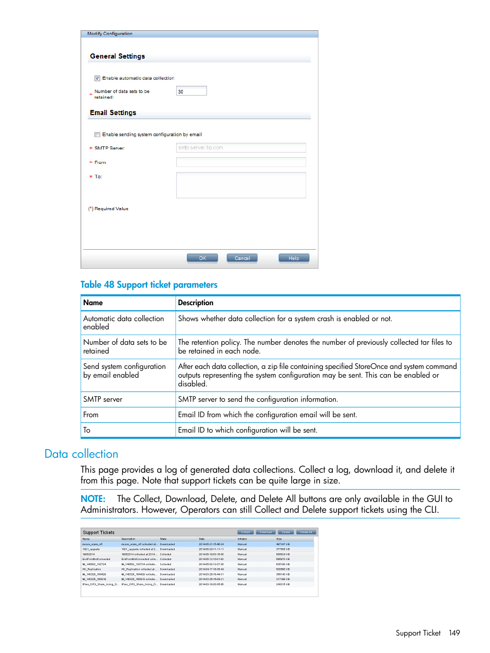 Data collection | HP StoreOnce Backup User Manual | Page 149 / 204