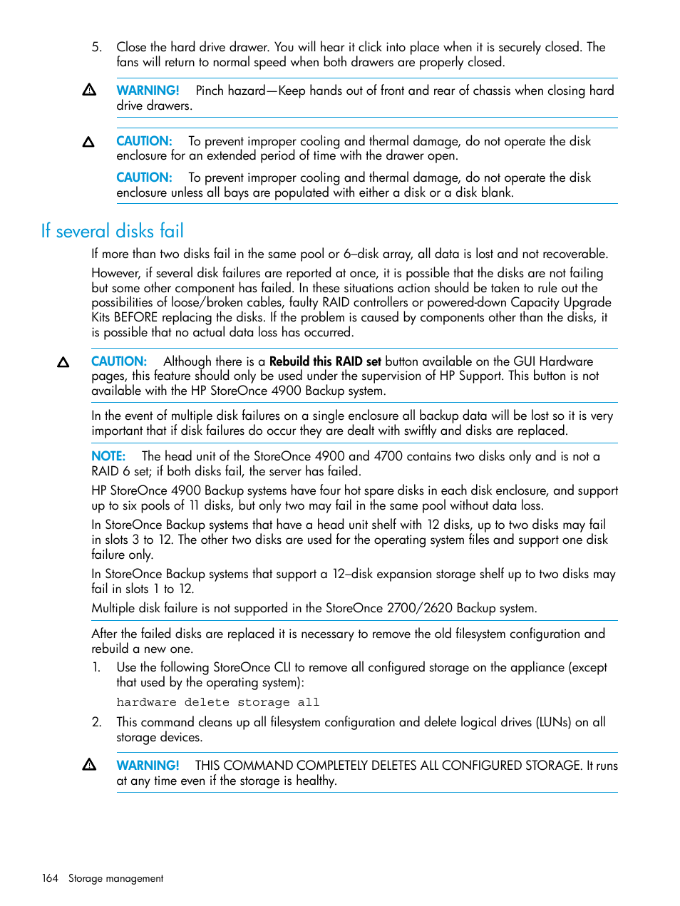 If several disks fail | HP StoreOnce Backup User Manual | Page 164 / 204