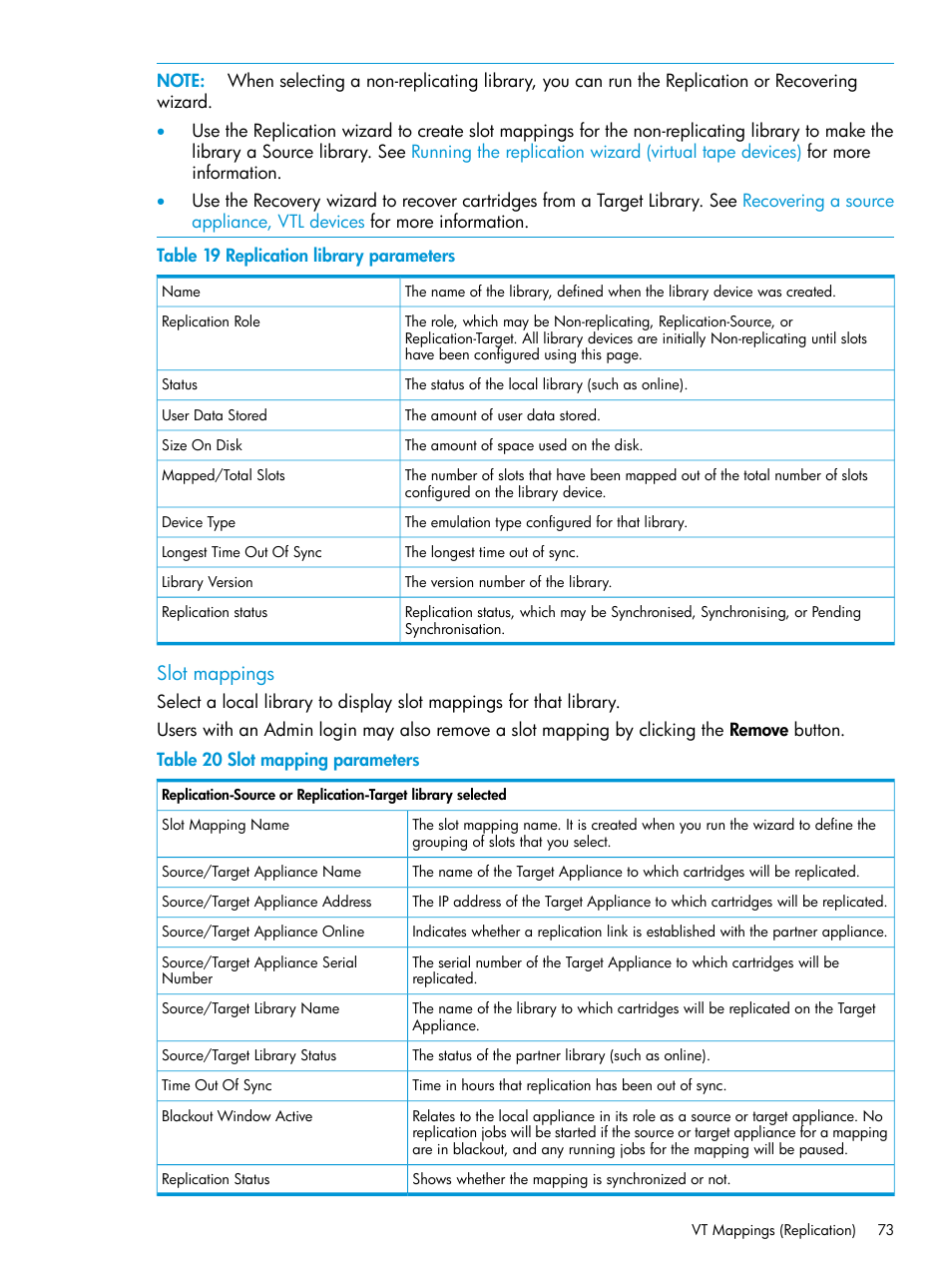 Slot mappings | HP StoreOnce Backup User Manual | Page 73 / 204