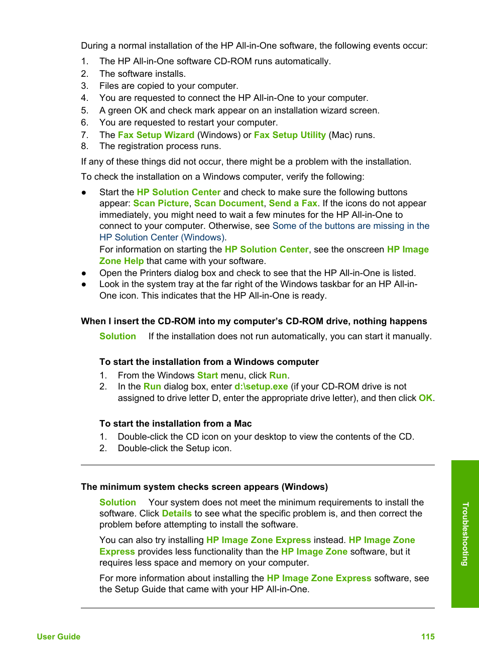 HP Photosmart 3110 All-in-One Printer User Manual | Page 118 / 166