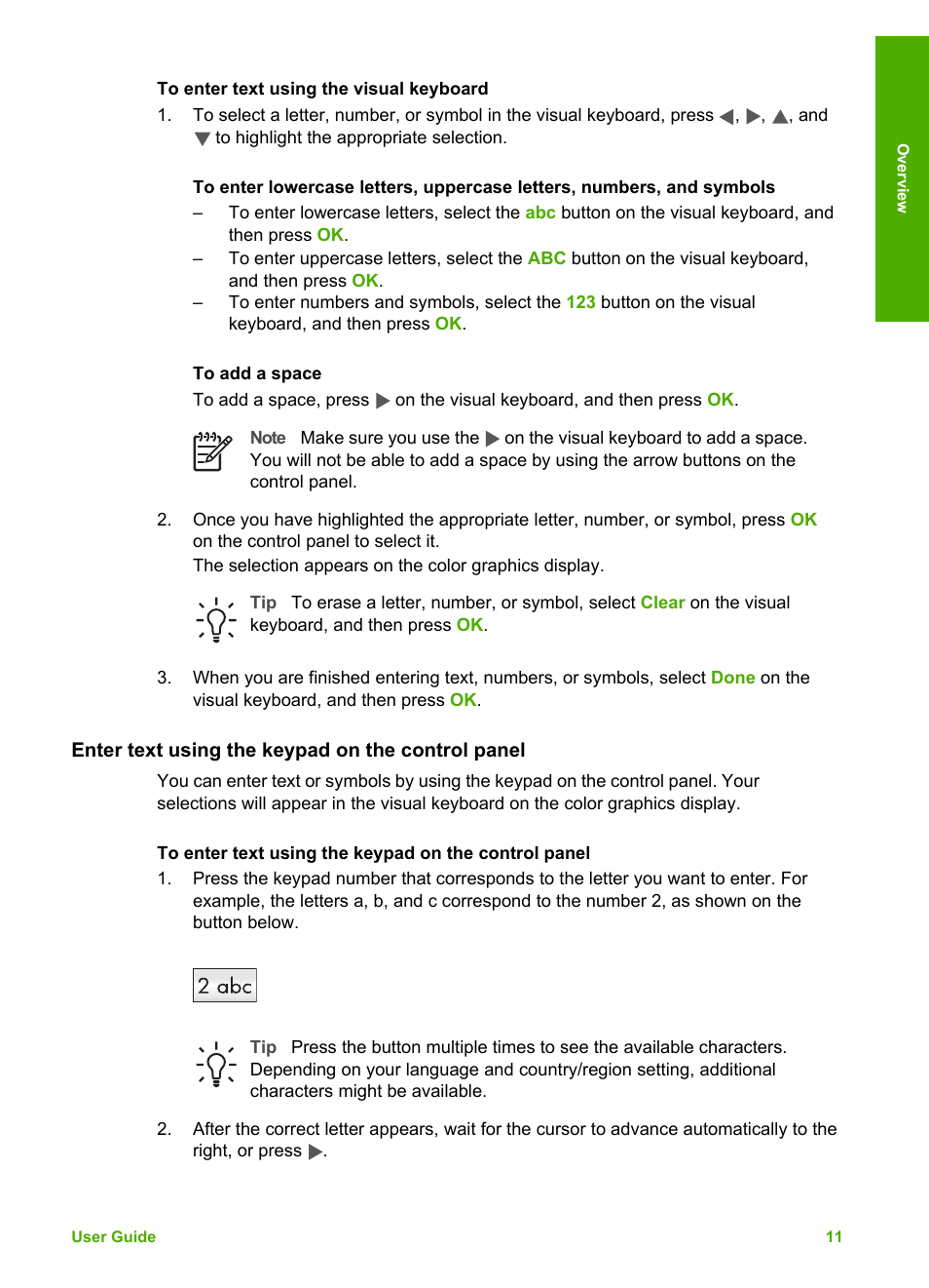 Enter text using the keypad on the control panel | HP Photosmart 3110 All-in-One Printer User Manual | Page 14 / 166