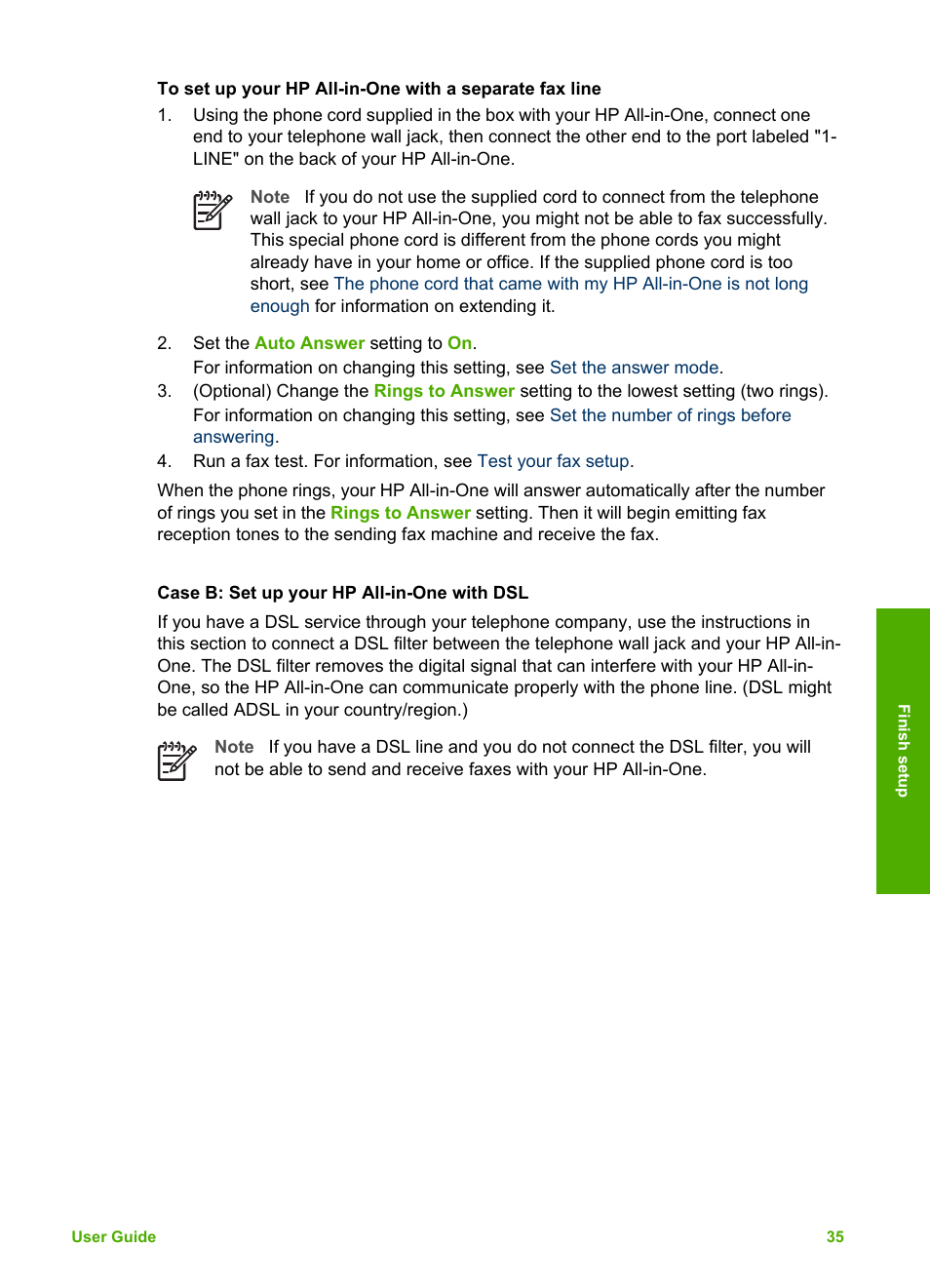 Case b: set up your hp all-in-one with dsl, Case b: set up your hp all-in-one with | HP Photosmart 3110 All-in-One Printer User Manual | Page 38 / 166