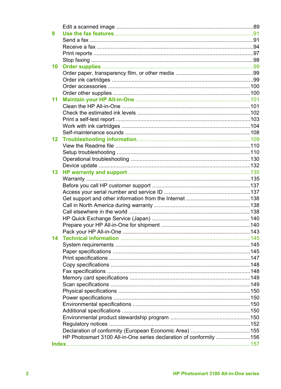 HP Photosmart 3110 All-in-One Printer User Manual | Page 5 / 166