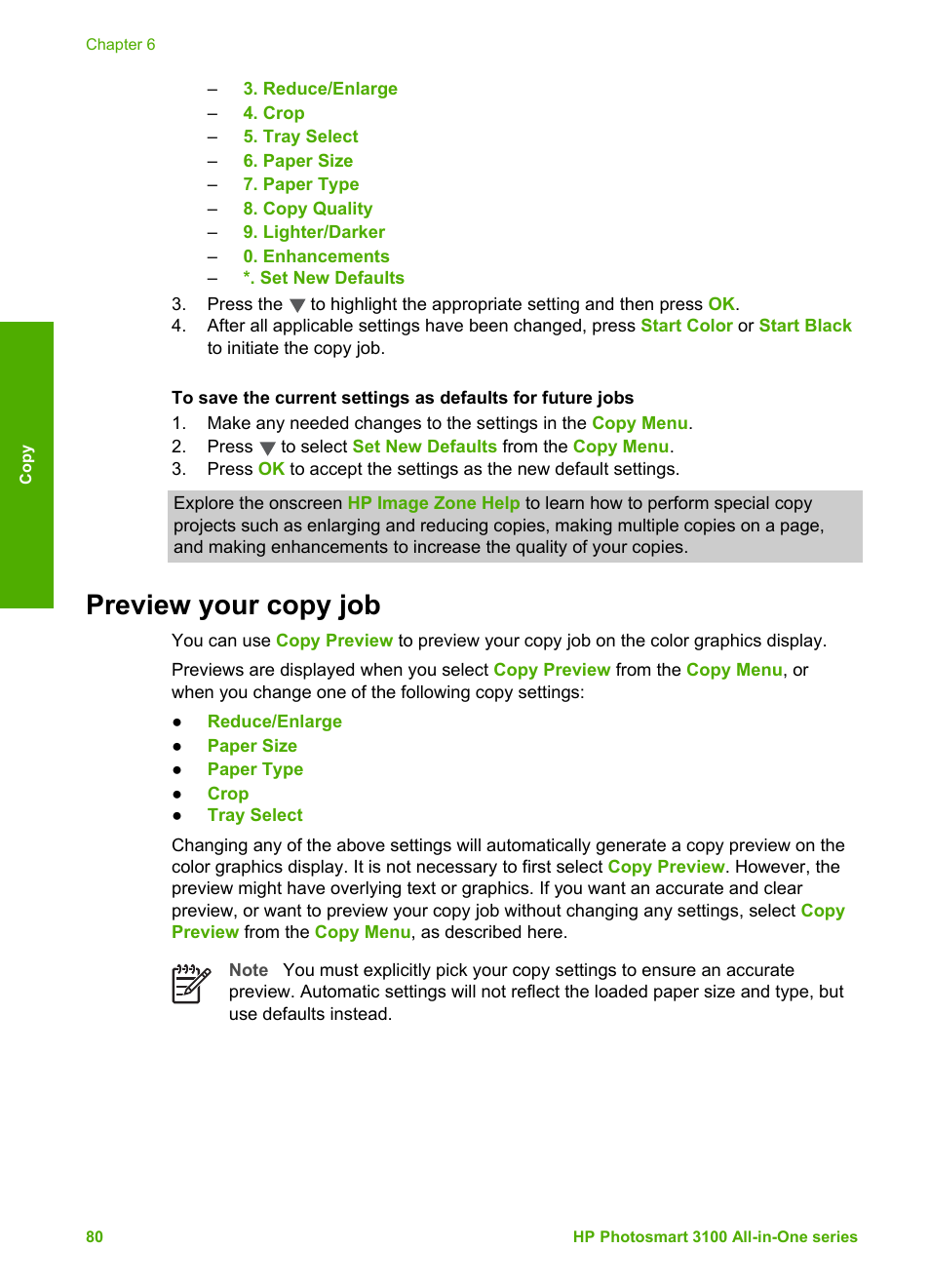 Preview your copy job | HP Photosmart 3110 All-in-One Printer User Manual | Page 83 / 166