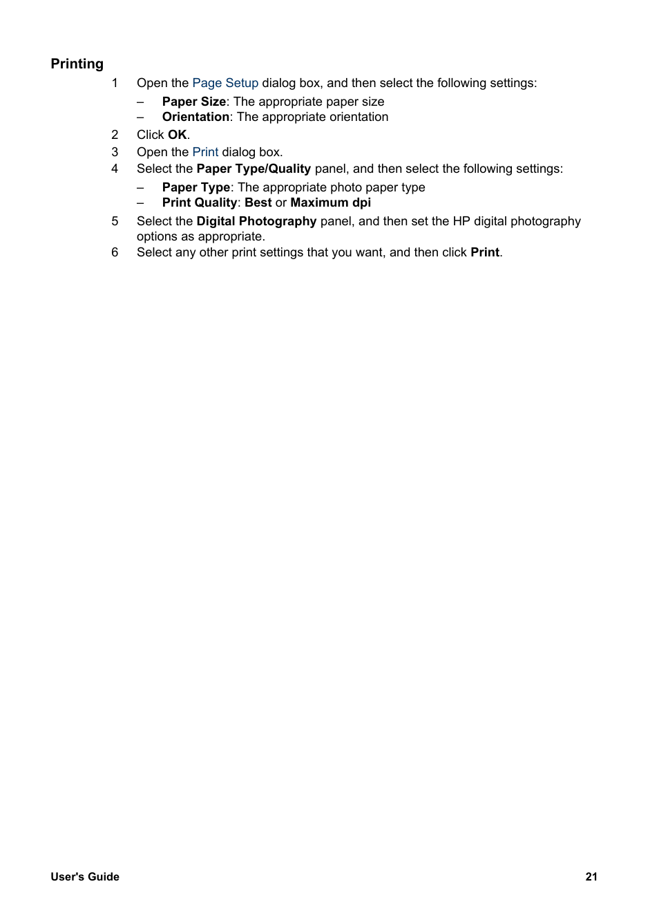 Printing | HP Deskjet 5740 Color Inkjet Printer User Manual | Page 23 / 104