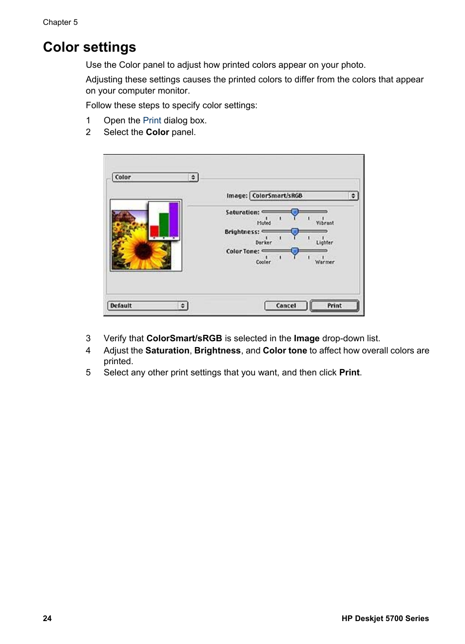 Color settings, To change how | HP Deskjet 5740 Color Inkjet Printer User Manual | Page 26 / 104