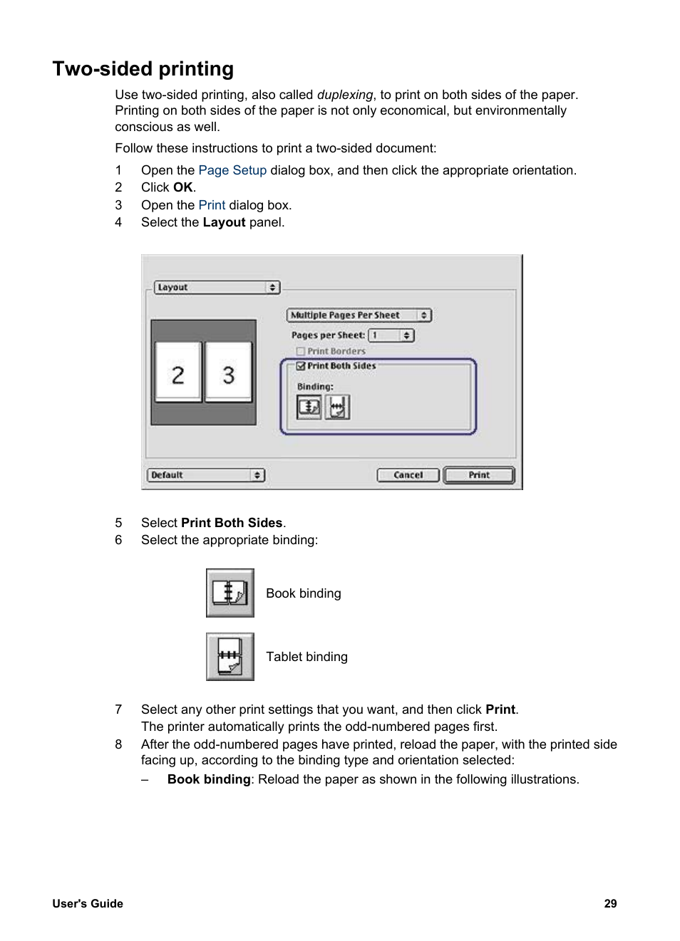 Two-sided printing, Two-sided document | HP Deskjet 5740 Color Inkjet Printer User Manual | Page 31 / 104