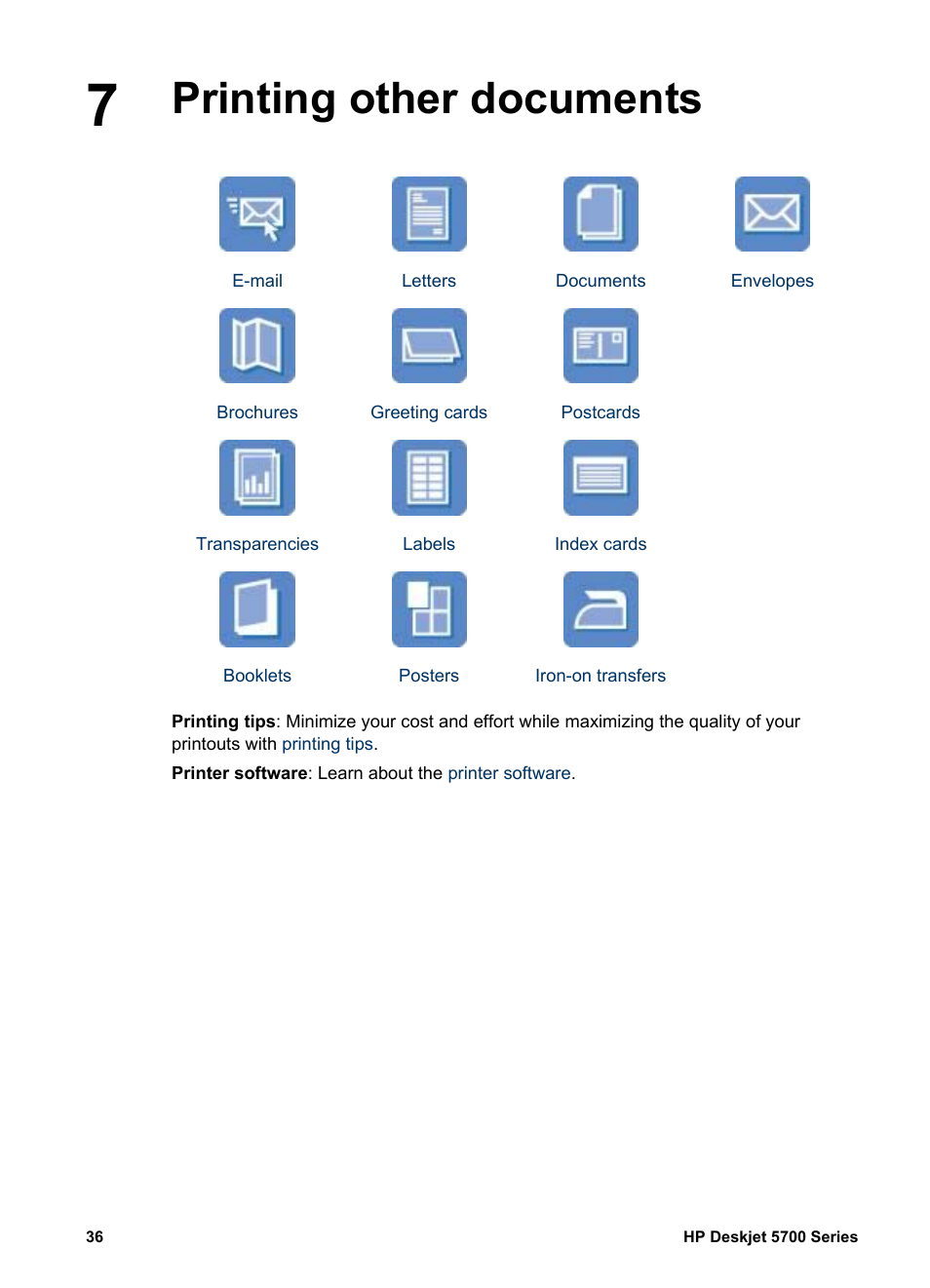 Printing other documents | HP Deskjet 5740 Color Inkjet Printer User Manual | Page 38 / 104