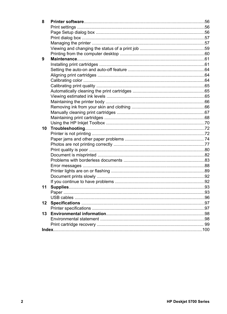 HP Deskjet 5740 Color Inkjet Printer User Manual | Page 4 / 104