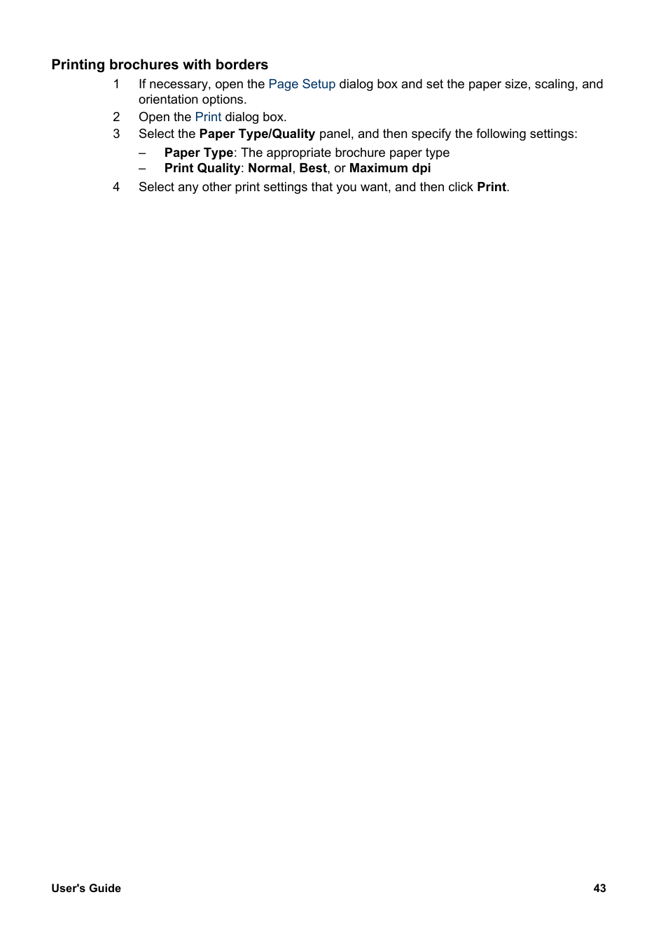 Printing brochures with borders | HP Deskjet 5740 Color Inkjet Printer User Manual | Page 45 / 104