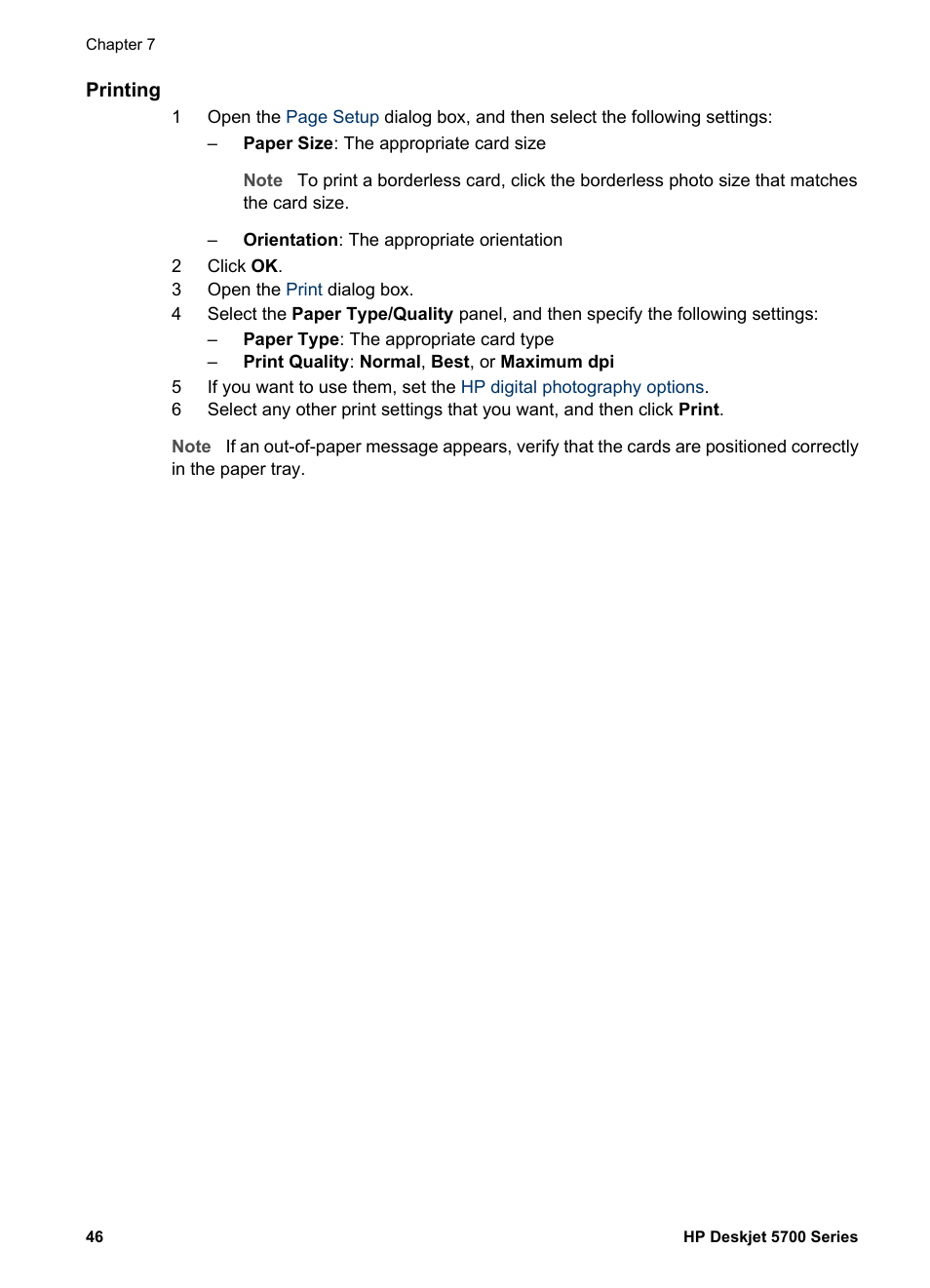 Printing | HP Deskjet 5740 Color Inkjet Printer User Manual | Page 48 / 104