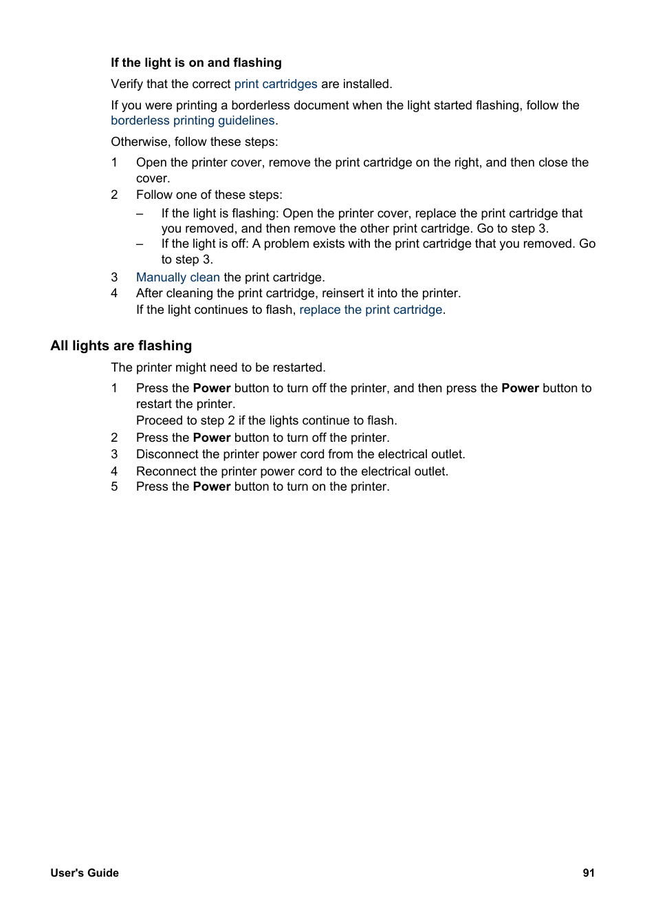 All lights are flashing | HP Deskjet 5740 Color Inkjet Printer User Manual | Page 93 / 104