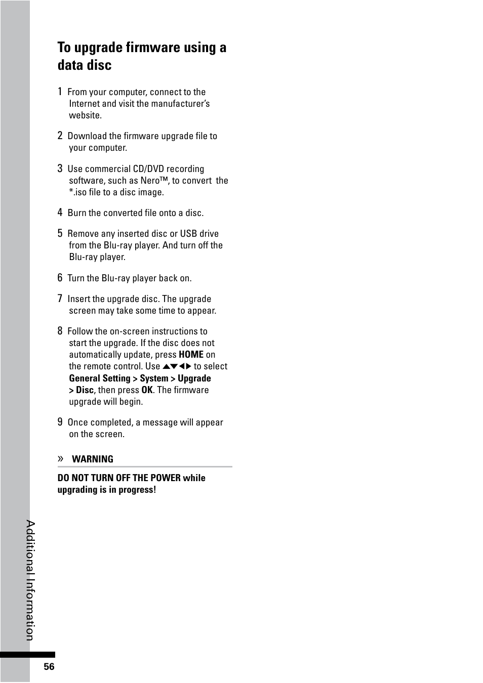 HP BD-2000 Blu-ray Disc Player User Manual | Page 56 / 66