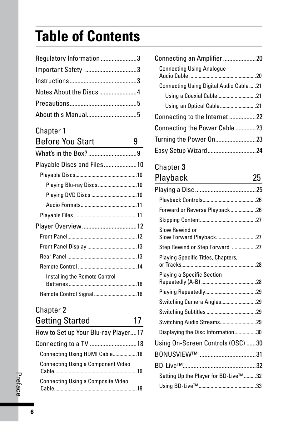 HP BD-2000 Blu-ray Disc Player User Manual | Page 6 / 66