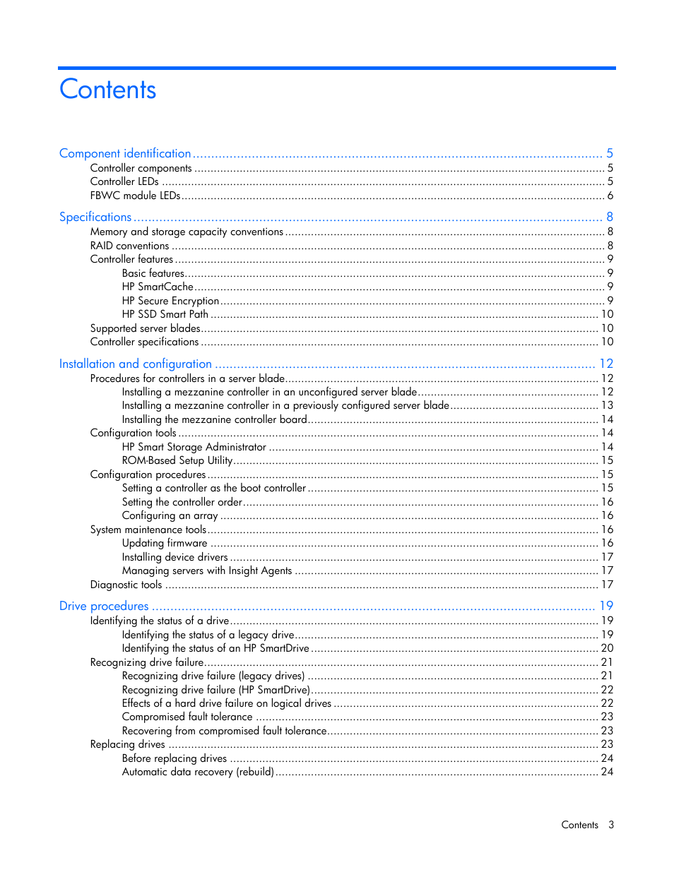 HP Smart Array P731m Controller User Manual | Page 3 / 45