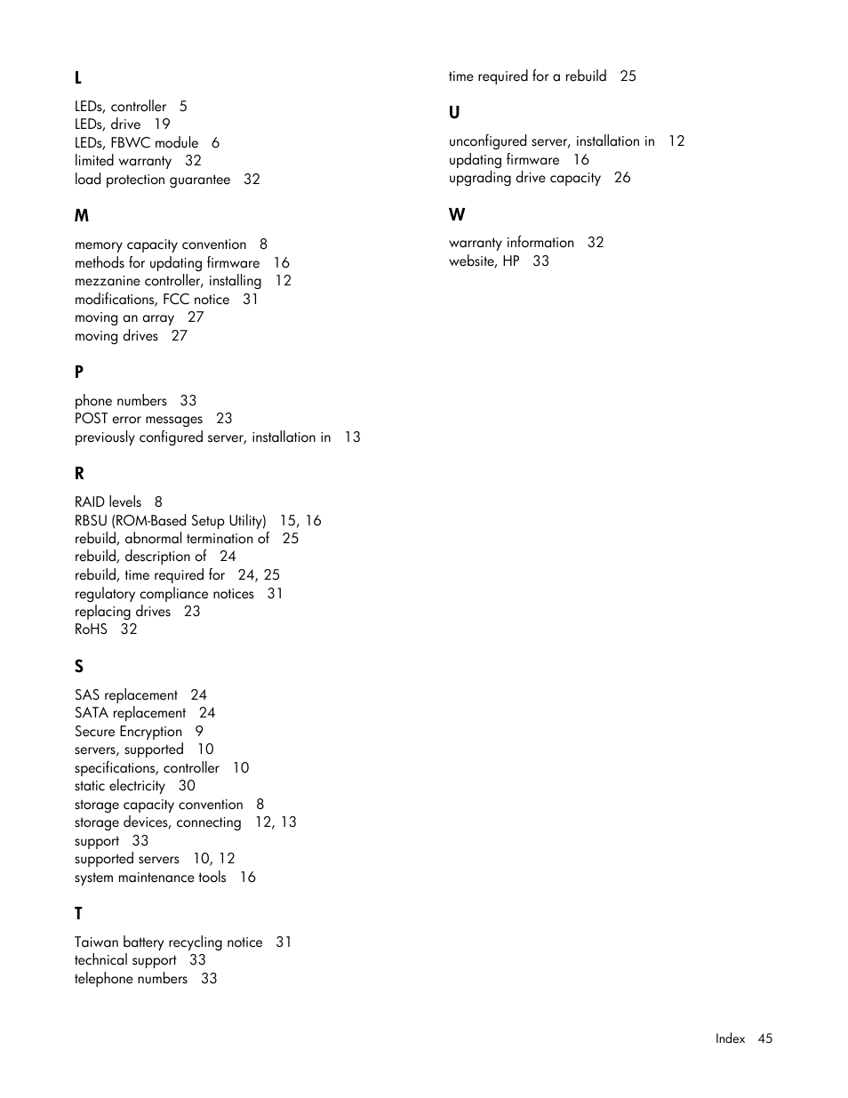 HP Smart Array P731m Controller User Manual | Page 45 / 45