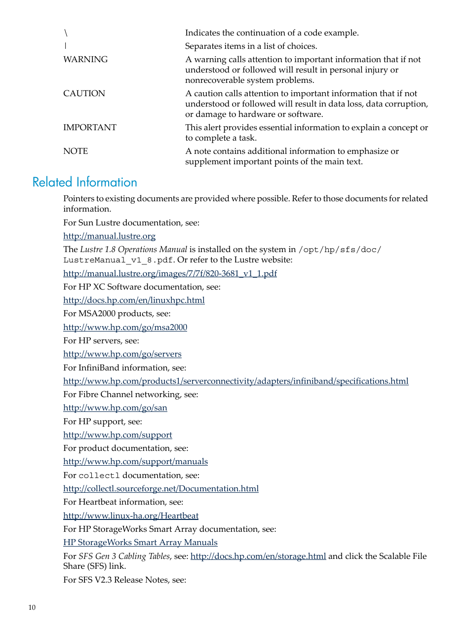 Related information | HP StorageWorks Scalable File Share User Manual | Page 10 / 80