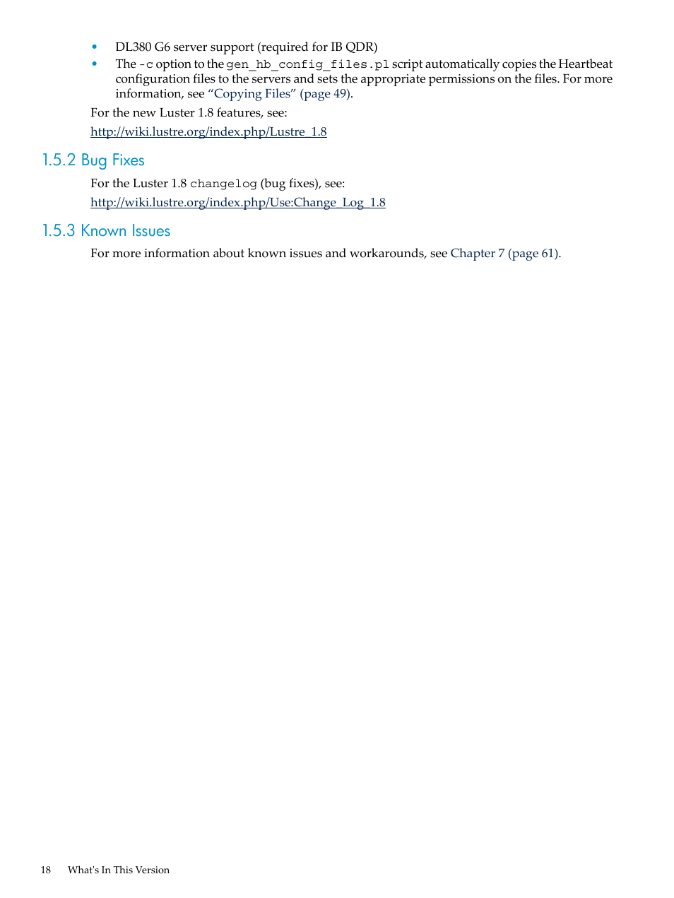 2 bug fixes, 3 known issues, 2 bug fixes 1.5.3 known issues | HP StorageWorks Scalable File Share User Manual | Page 18 / 80