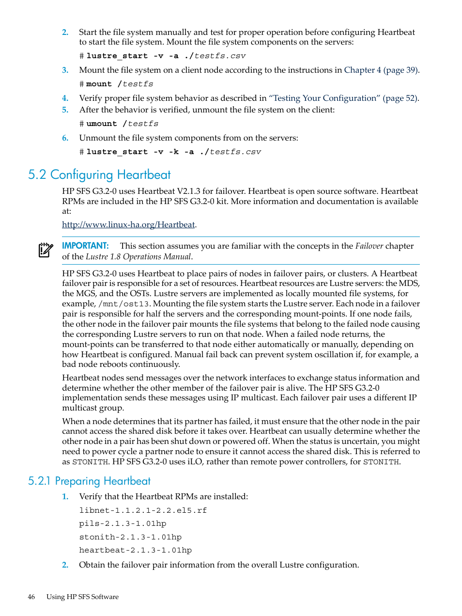 2 configuring heartbeat, 1 preparing heartbeat | HP StorageWorks Scalable File Share User Manual | Page 46 / 80